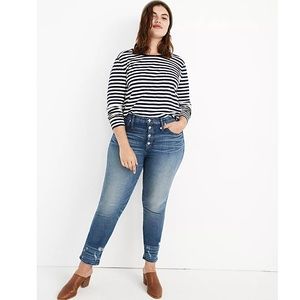 Madewell Plus Size 24 High Rise Slim Straight Button Front Distressed Petite New